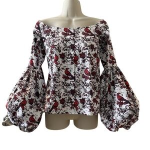 CAROLINE CONSTAS GISELLE PRINTED  BLOUSE SIZE S